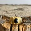 ANILLO ACERO PIEDRA NEGRA